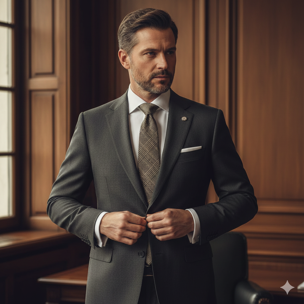 Cravate Tartan Beige & Brun – Coton et Lin