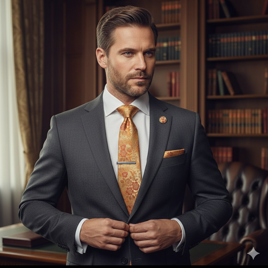 Coffret Cravate Dorée à Motif