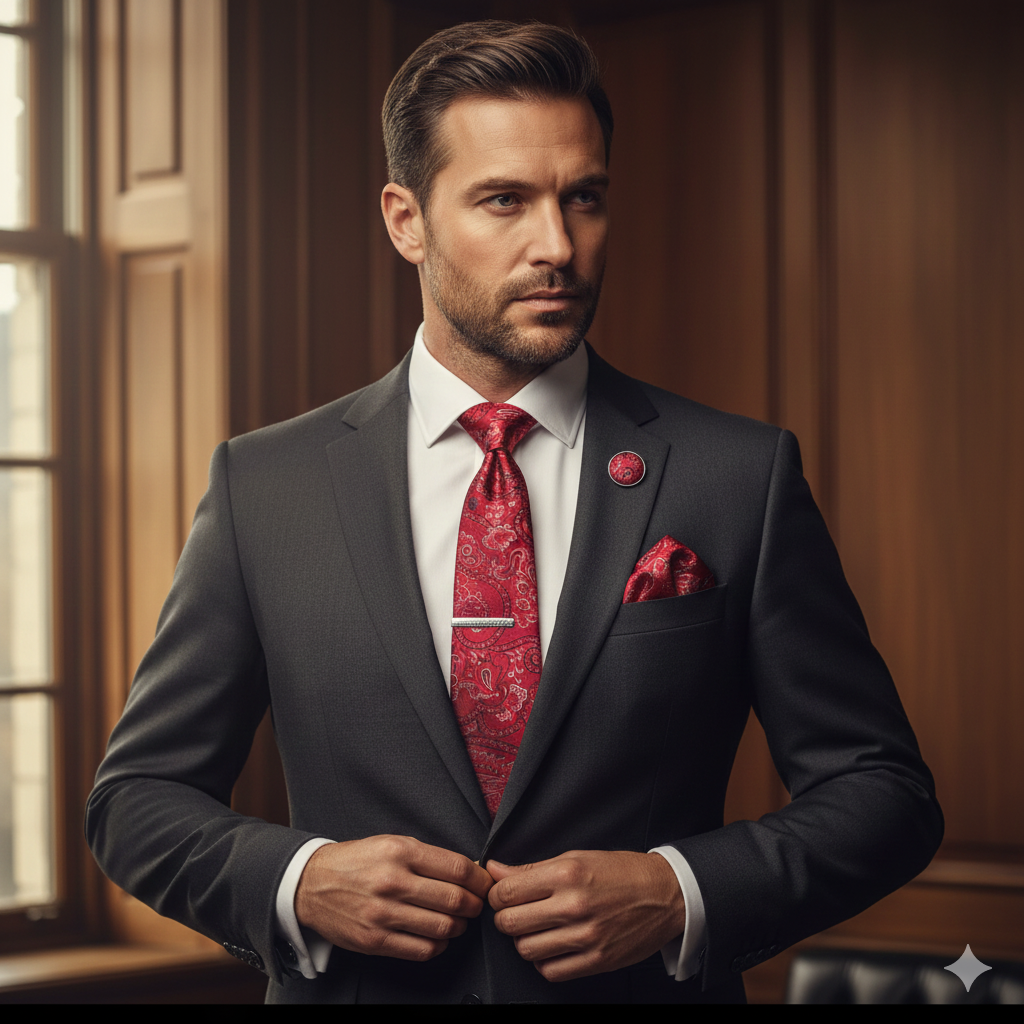 Coffret Cravate Rouge à Motif