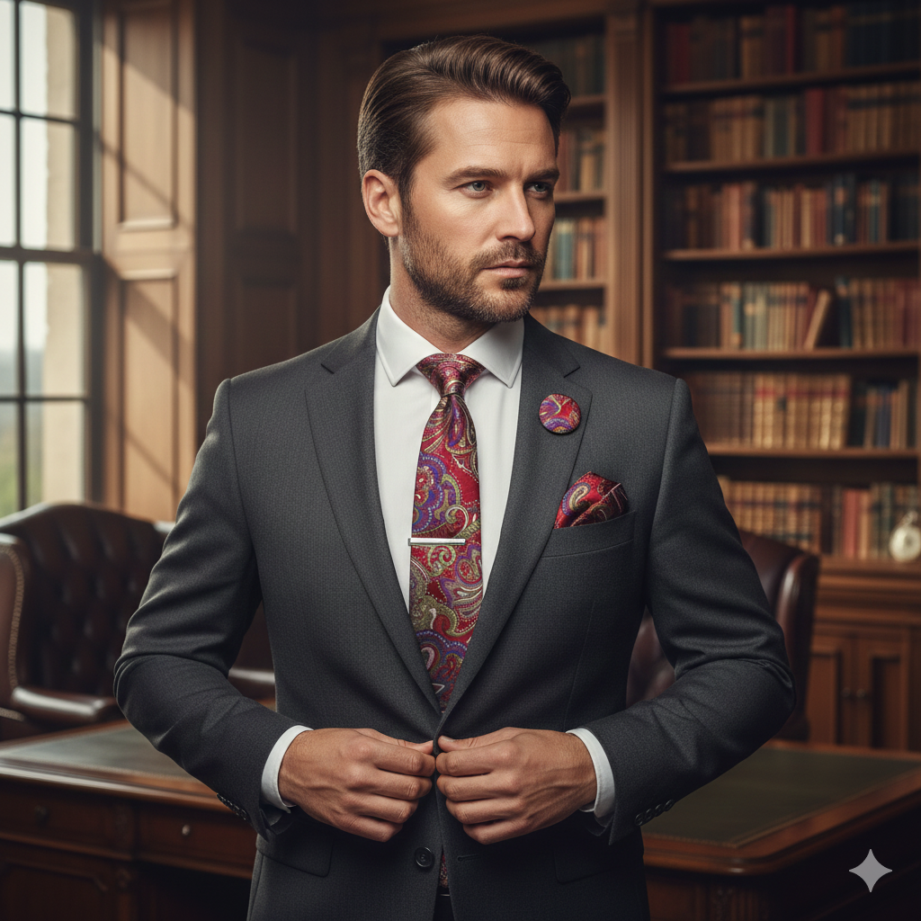 Coffret Cravate Rouge à Motif