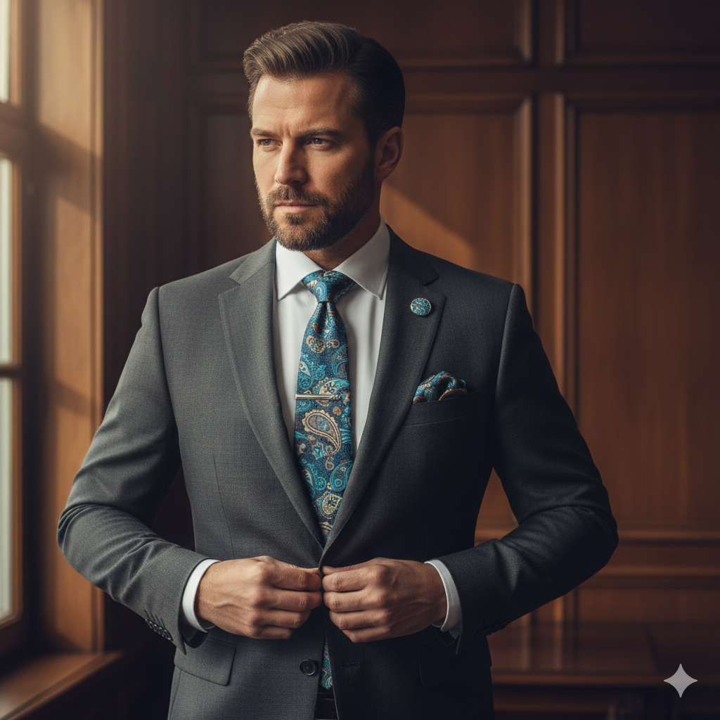 Coffret Cravate Bleu à Motif