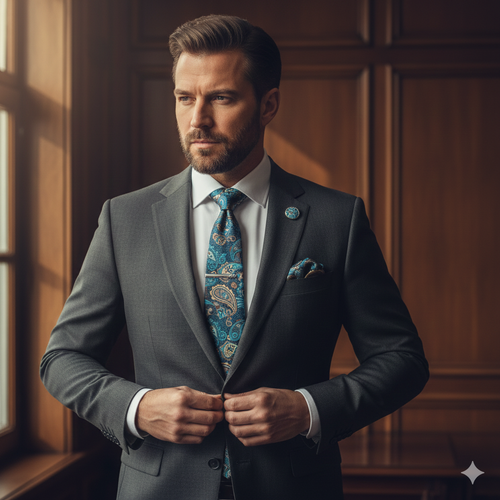 Coffret Cravate Bleu à Motif