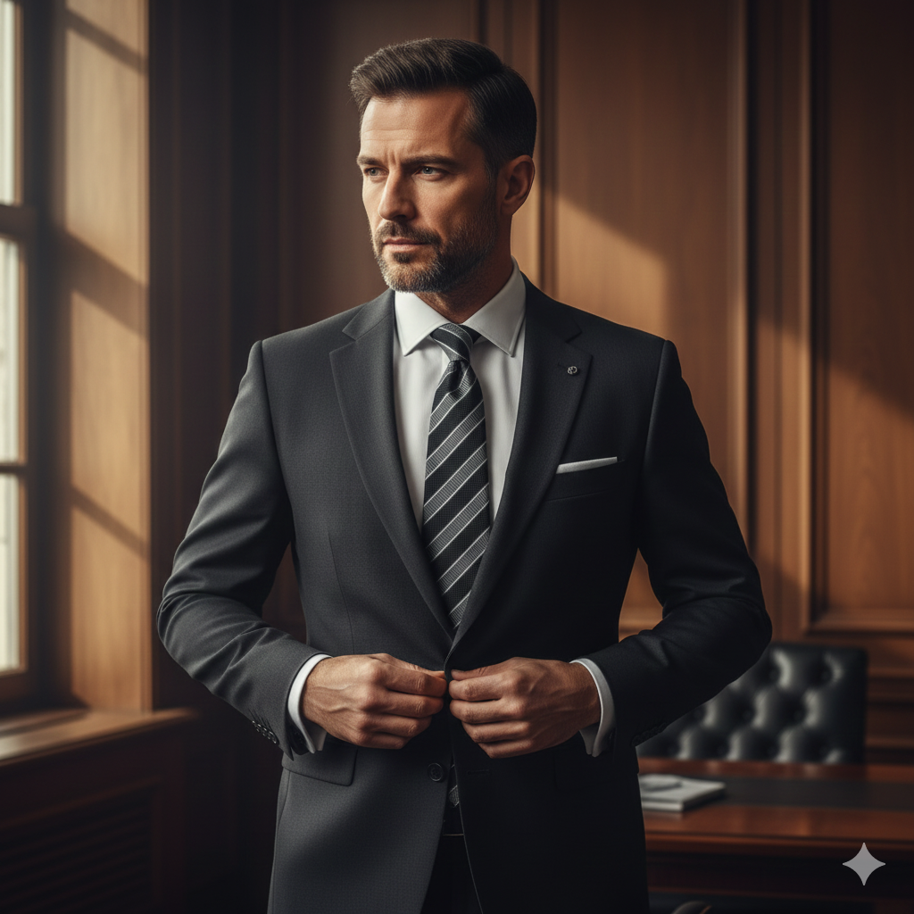 Coffret Cravate Rayée Noir & Argent