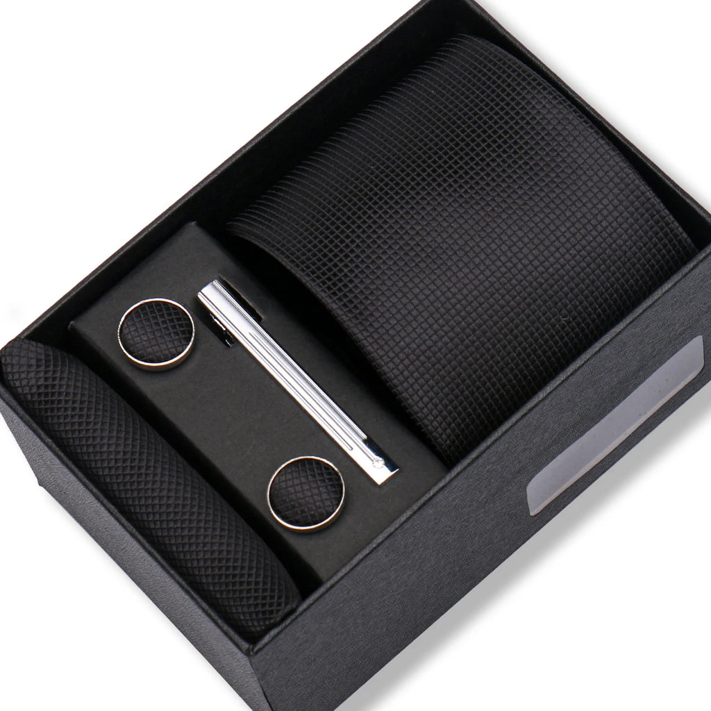 Coffret Cravate Noir Texturé