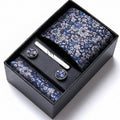 Coffret Cravate Bleu Marine Motif Floral