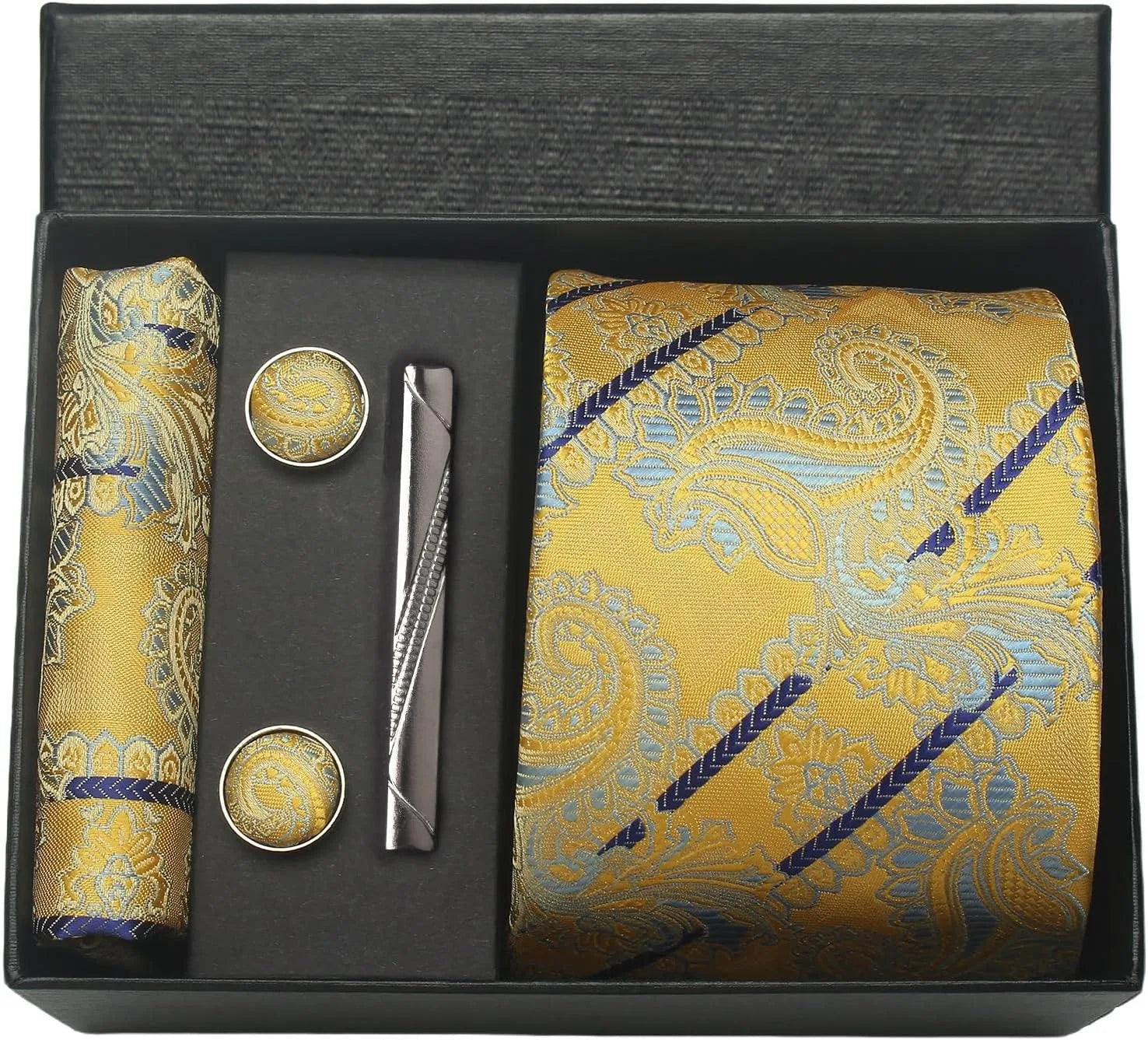 Coffret Cravate Jaune à Motif
