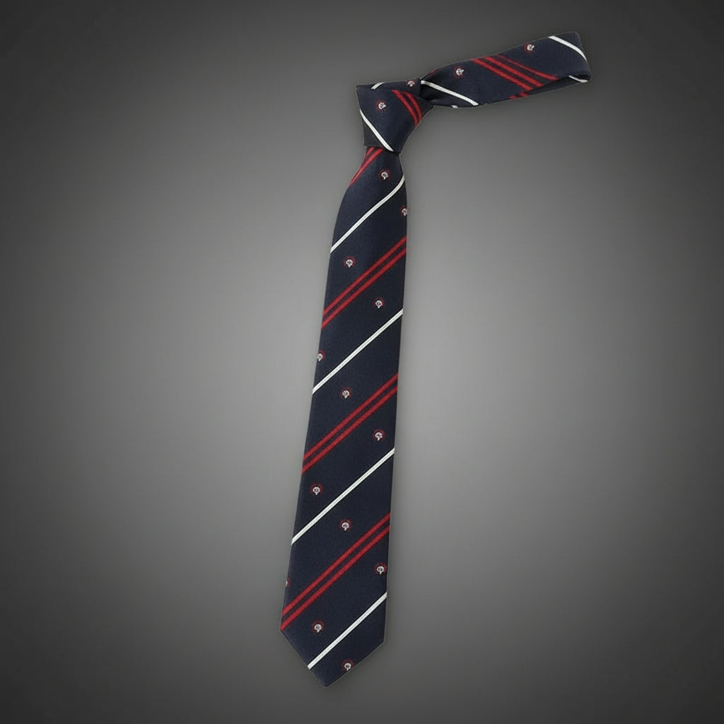 Cravate Slim Bleu Marine Rayée Rouge & Blanc