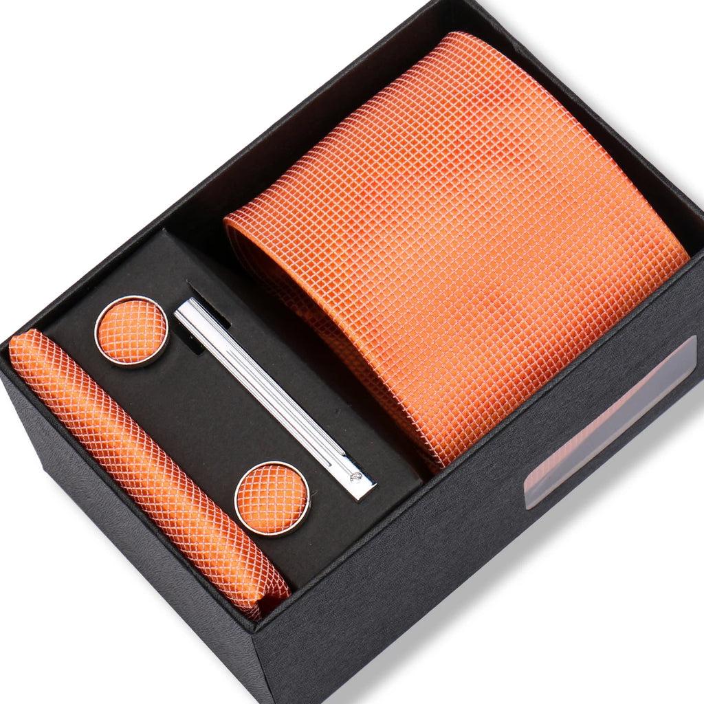 Coffret Cravate Orange Texturée