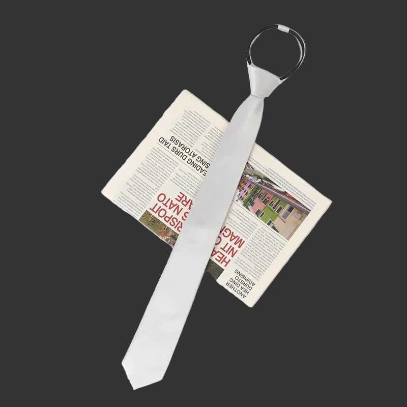 Cravate Zippée Slim Unie Gris Clair