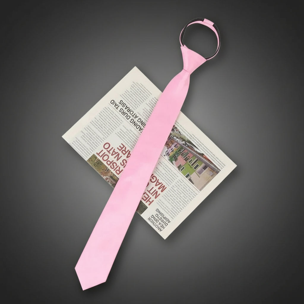 Cravate Zippée Slim Unie Rose