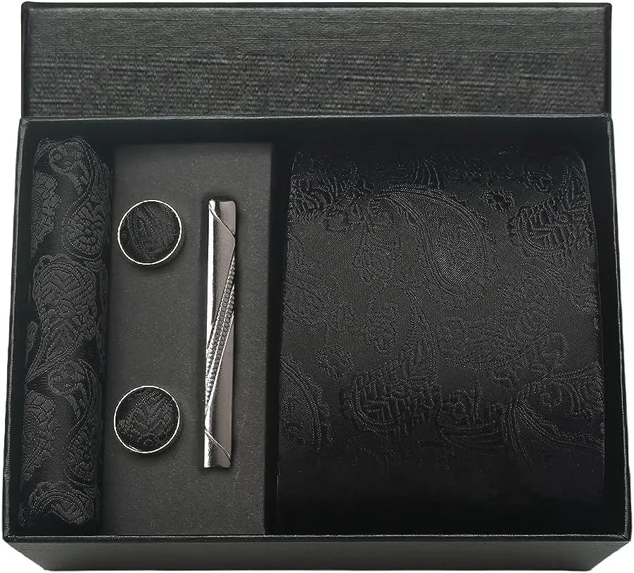 Coffret Cravate Noir à Motif