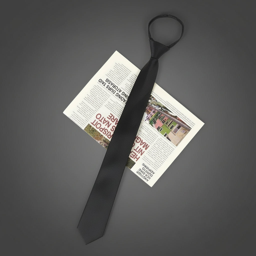 Cravate Zippée Slim Unie Noire