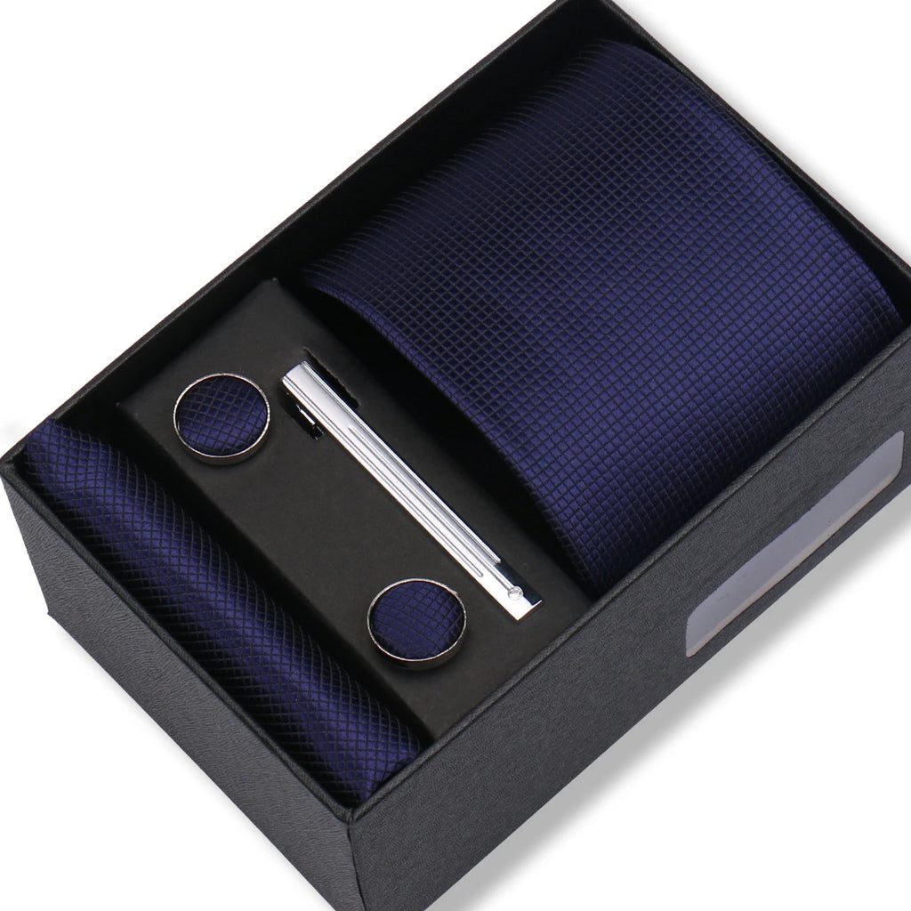 Coffret Cravate Bleu Nuit Texturée