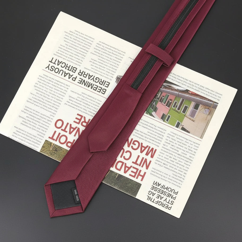 Cravate Zippée Slim Unie Bordeaux