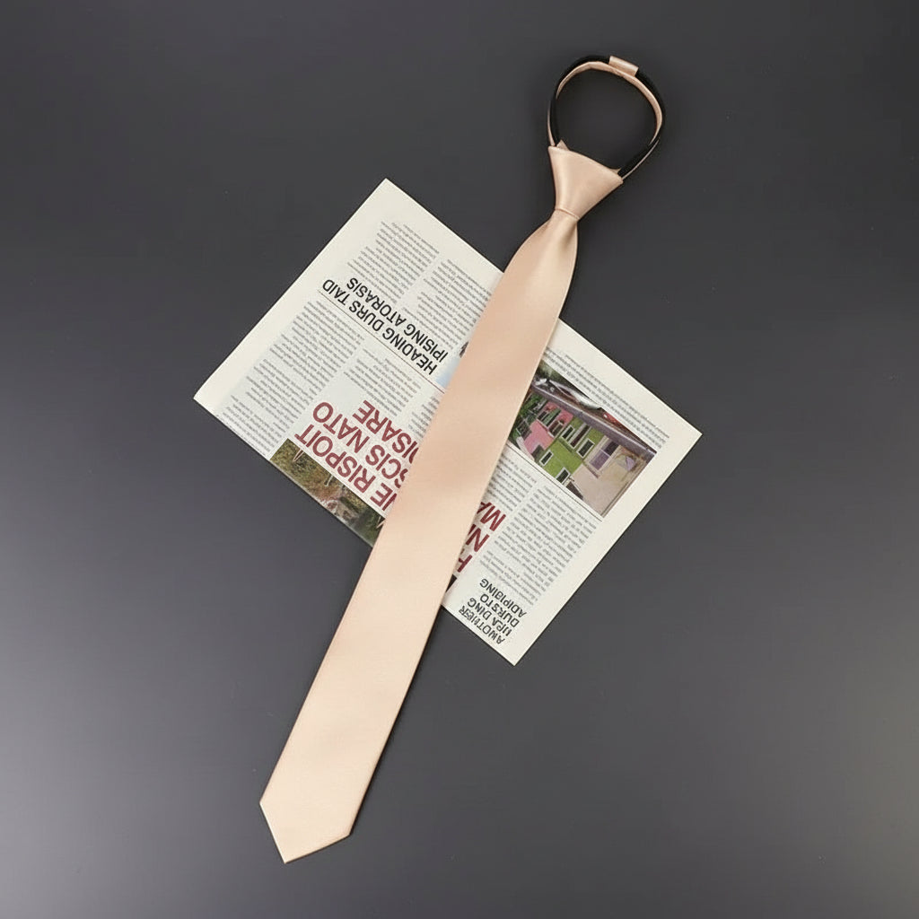 Cravate Zippée Slim Unie Beige