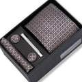 Coffret Cravate Jacquard Beige & Bleu