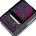 Coffret Cravate Bleu Marine à Motif Rouge