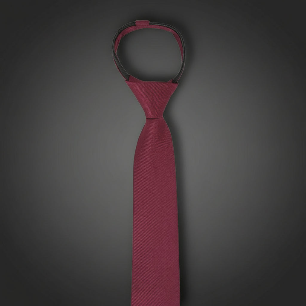 Cravate Zippée Slim Unie Bordeaux