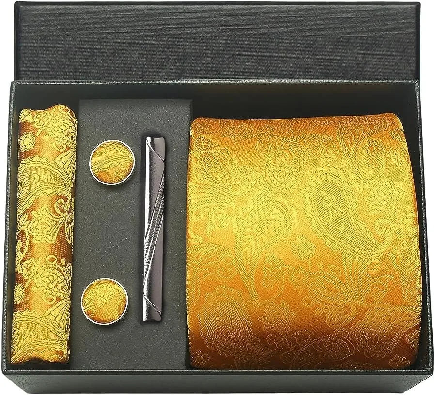 Coffret Cravate Doré à Motif