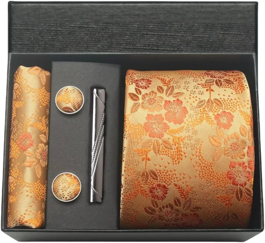 Coffret Cravate Dorée à Motif