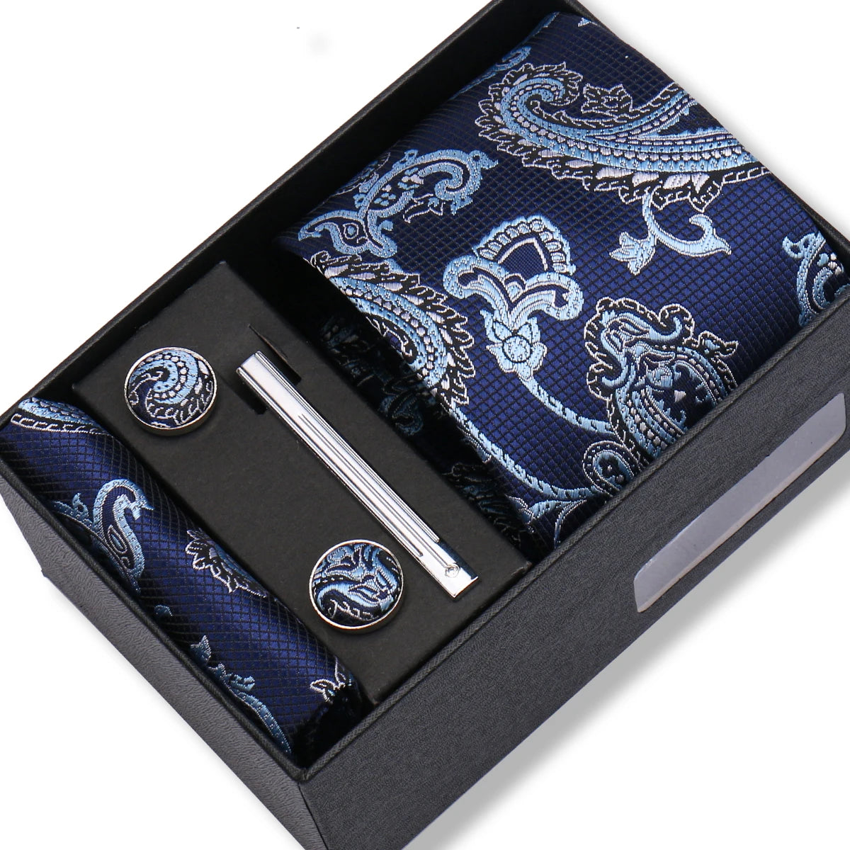 Coffret Cravate Bleu Marine Cachemire