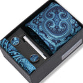 Coffret Cravate Bleu Turquoise Paisley
