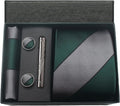Coffret Cravate Rayée Vert & Argent