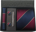 Coffret Cravate Rayée Bordeaux & Bleu Marine