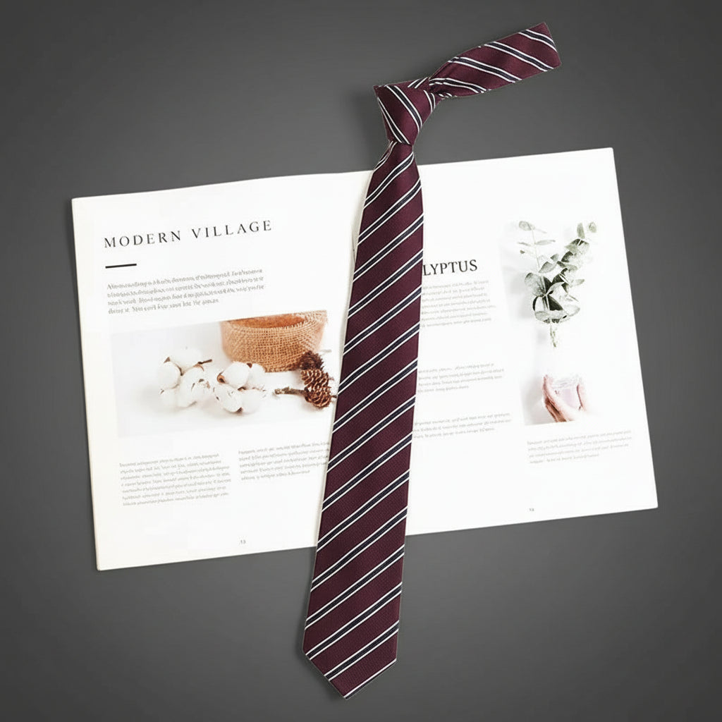 Cravate Slim Rayée Bordeaux & Gris