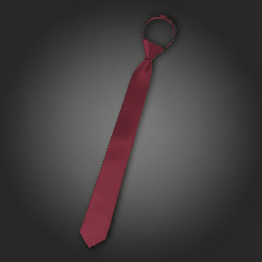 Cravate Zippée Slim Unie Bordeaux