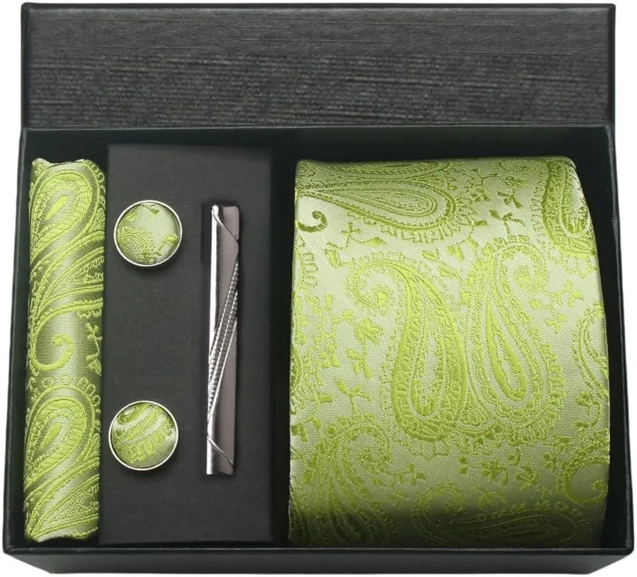 Coffret Cravate Vert Clair à Motif
