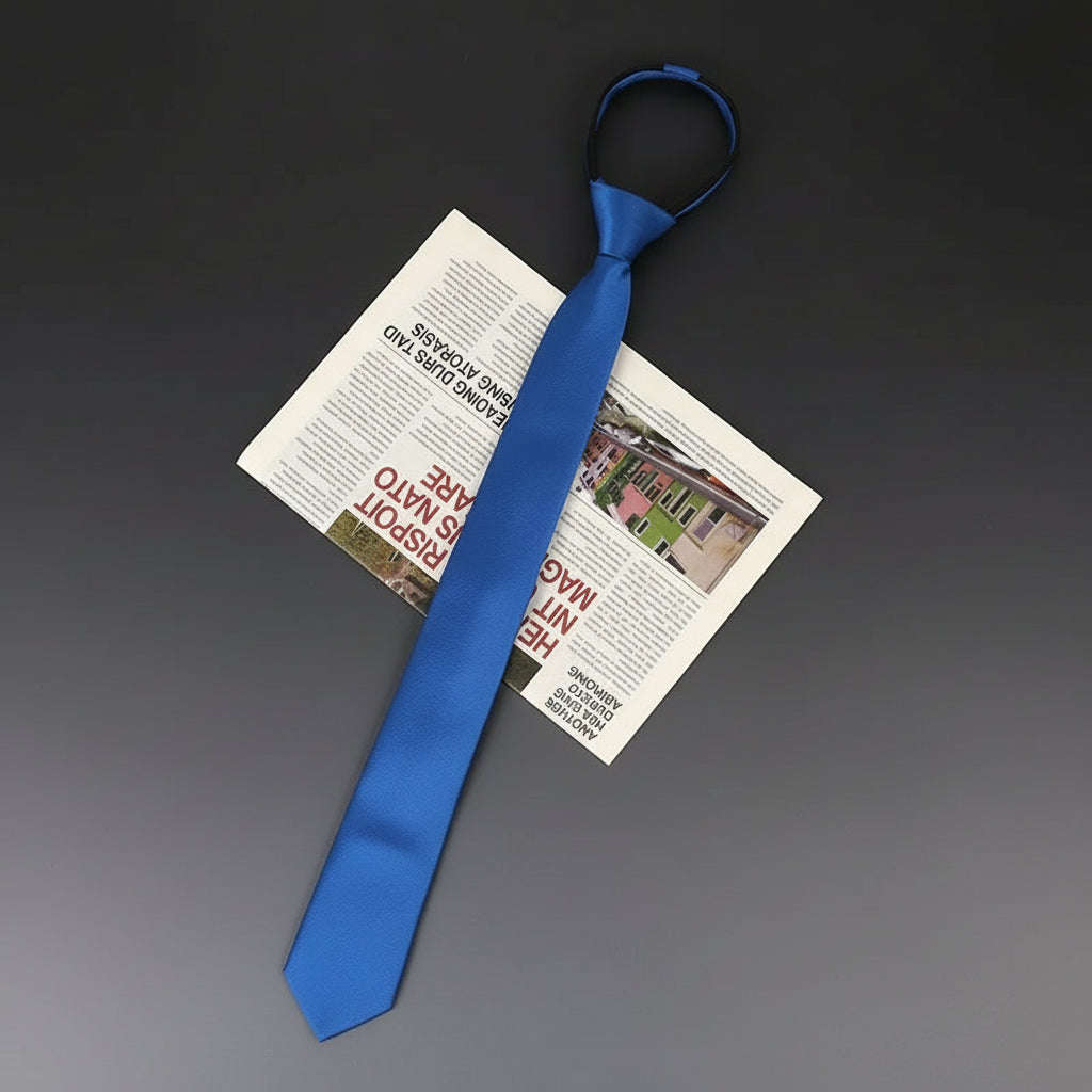 Cravate Zippée Slim Unie Bleu Royal