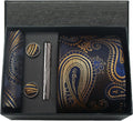 Coffret Cravate Bleu & Or à Motif