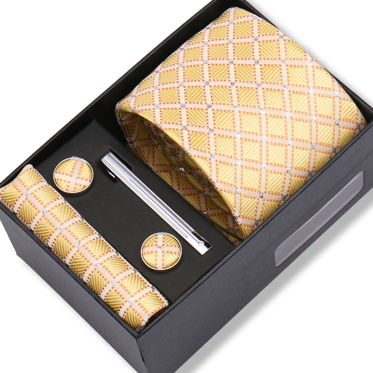 Coffret Cravate Jaune à Carreaux
