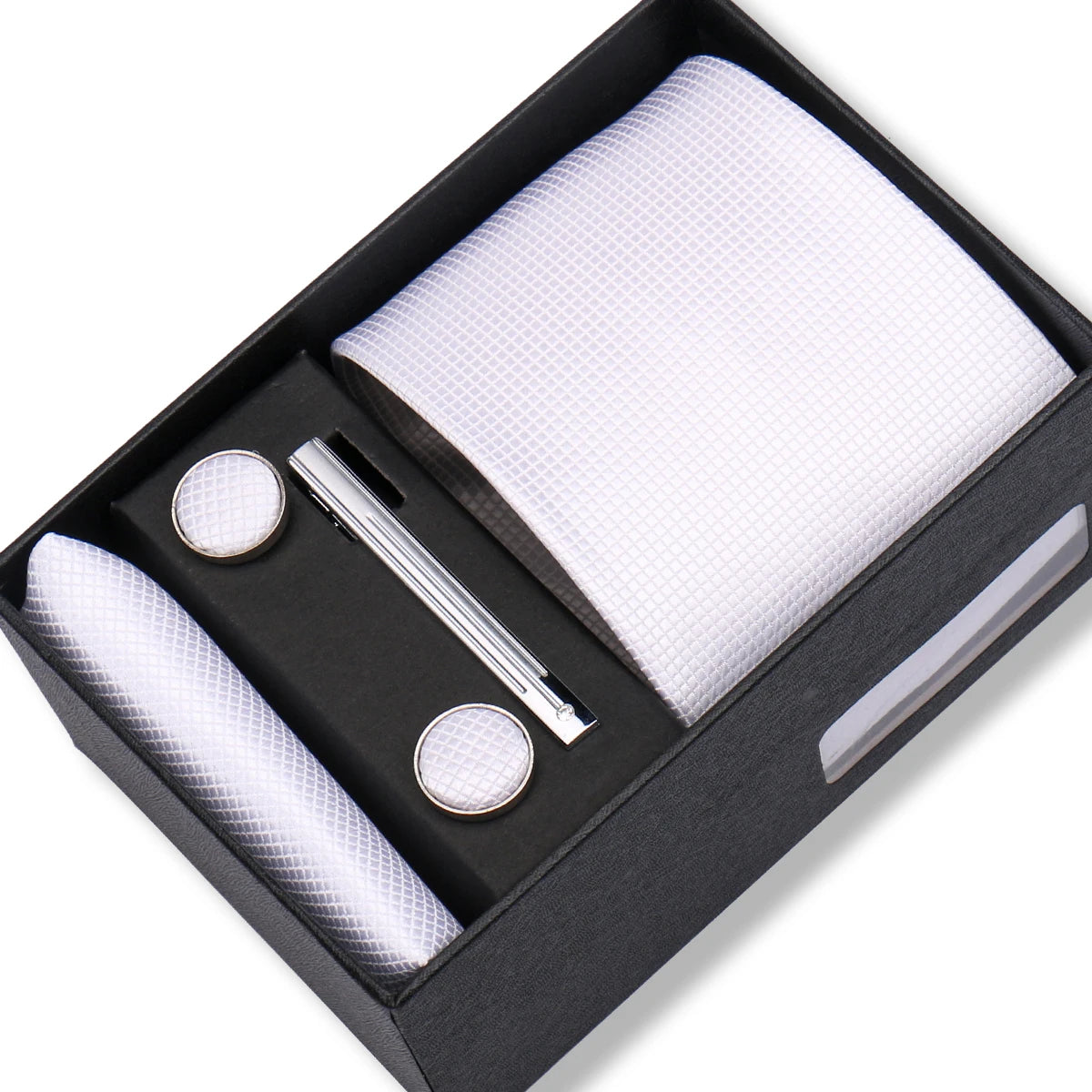 Coffret Cravate Blanc Perle Texturé