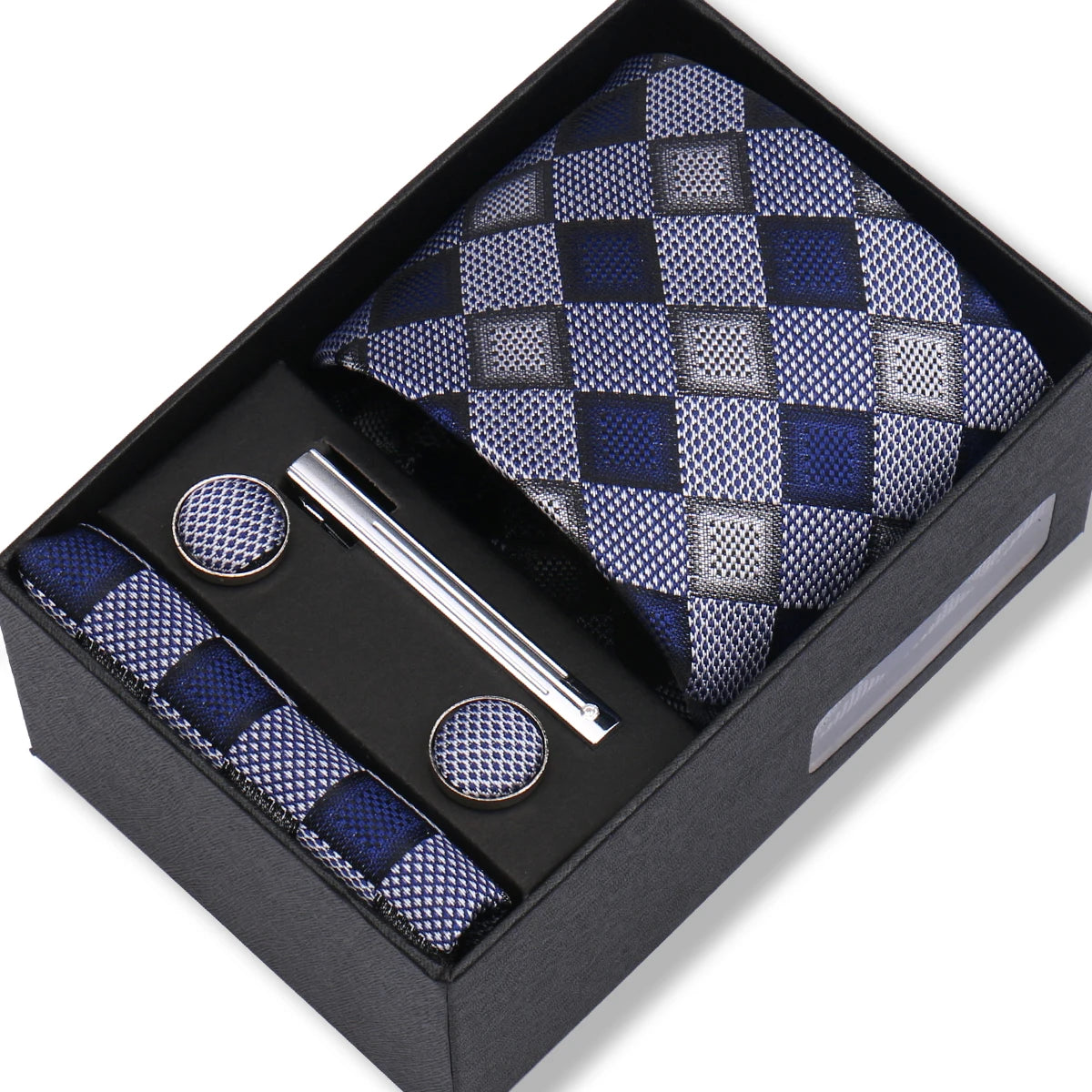 Coffret Cravate Bleu à Carreaux