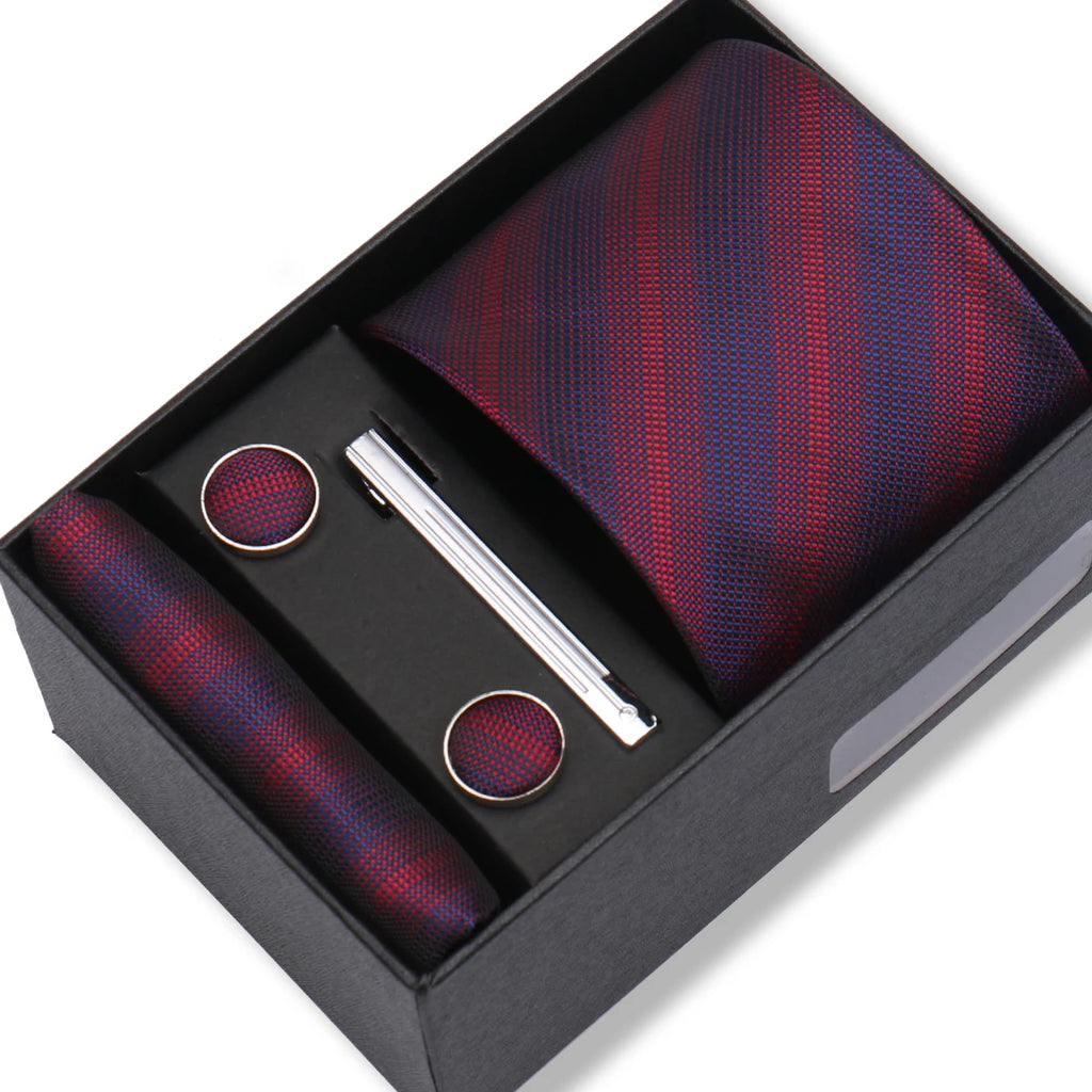 Coffret Cravate Rouge & Bleu Texturé