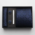 Coffret Cravate Bleu Marine à Motif Carreaux