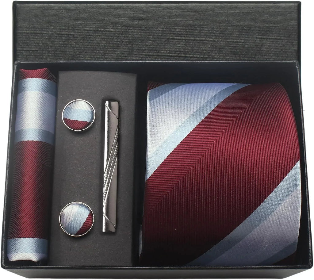 Coffret Cravate Bordeaux & Bleu