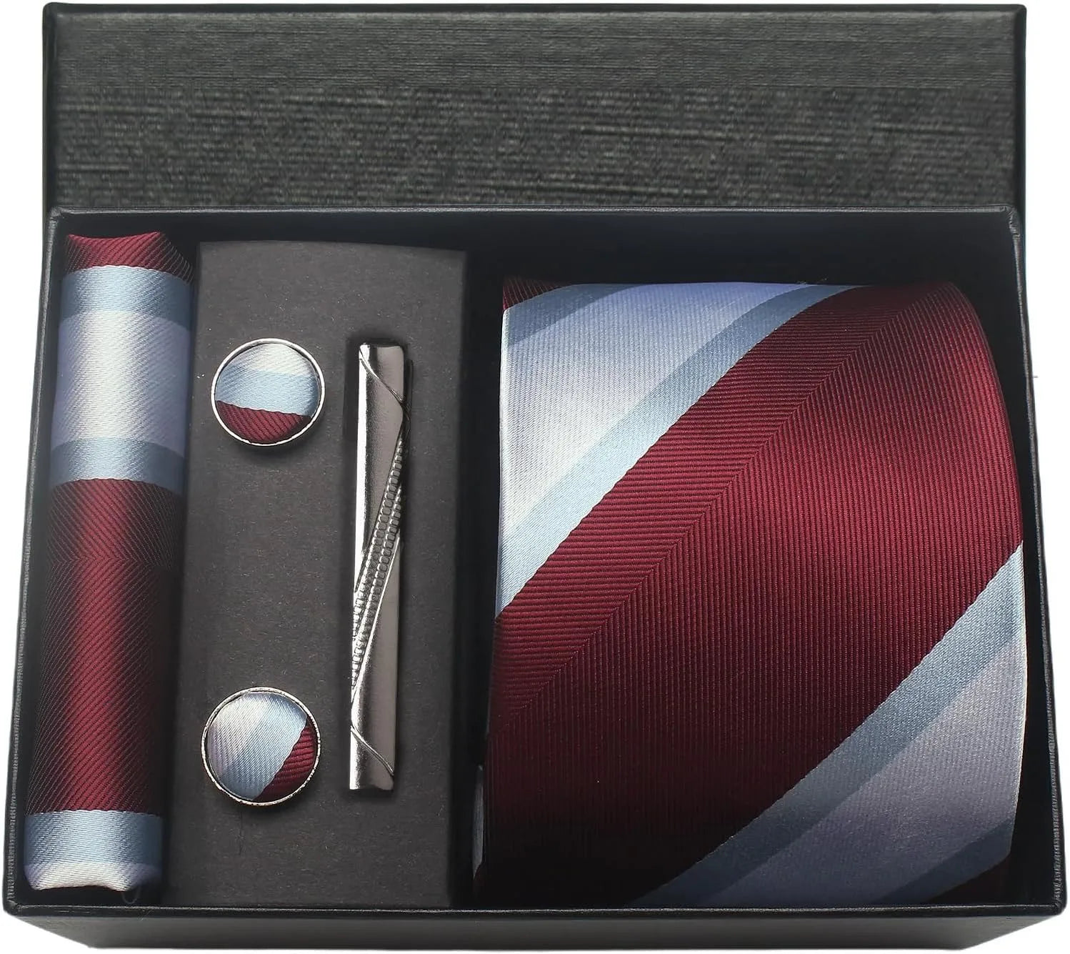 Coffret Cravate Bordeaux & Bleu