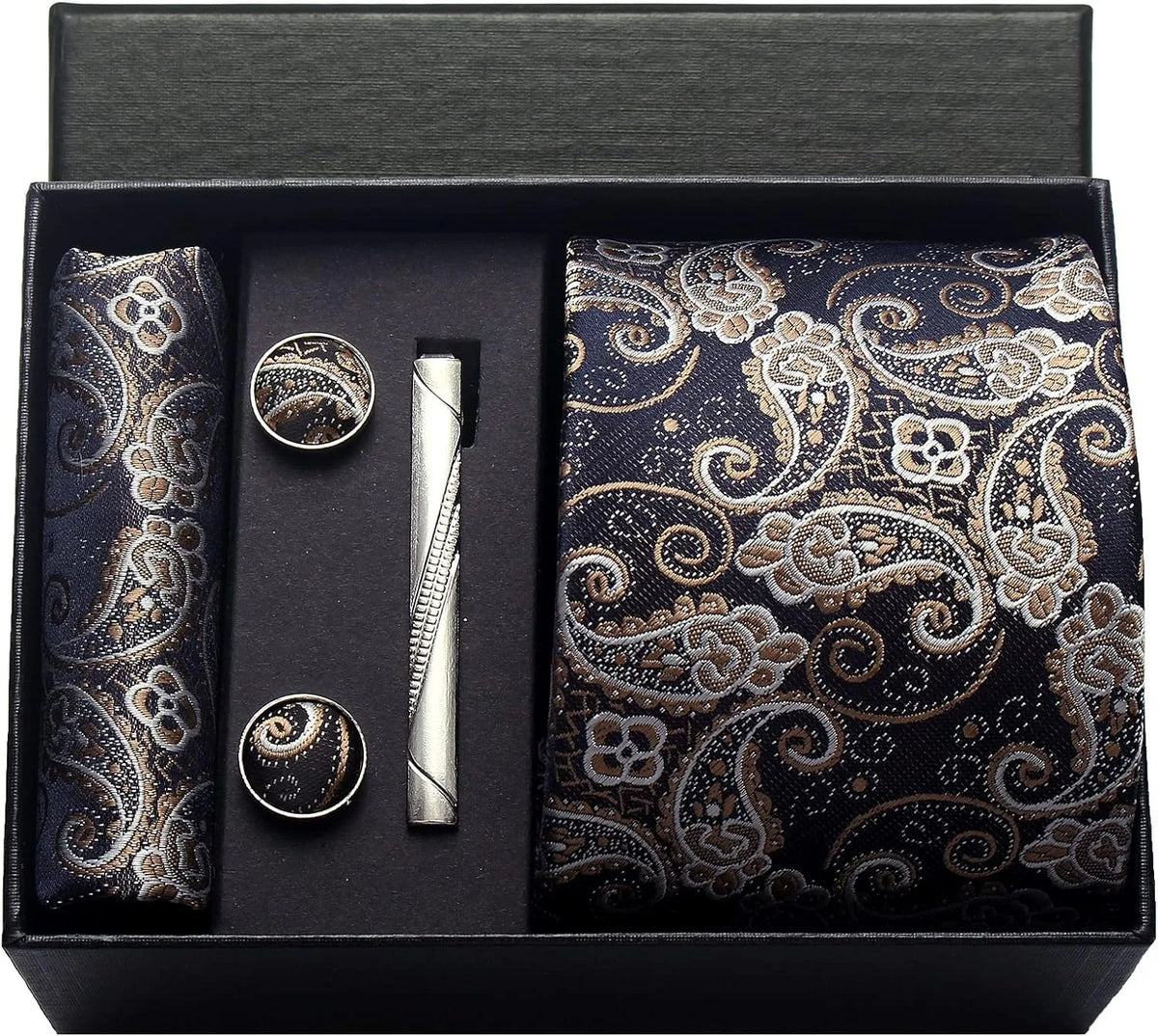 Coffret 5 pièces À Nœud Set , Avec Pince À Cravate , Boutons De Manchette Et Pochette De Costume Coffret 5 pièces À Nœud Set , Avec Pince À Cravate , Boutons De Manchette Et Pochette De Costume