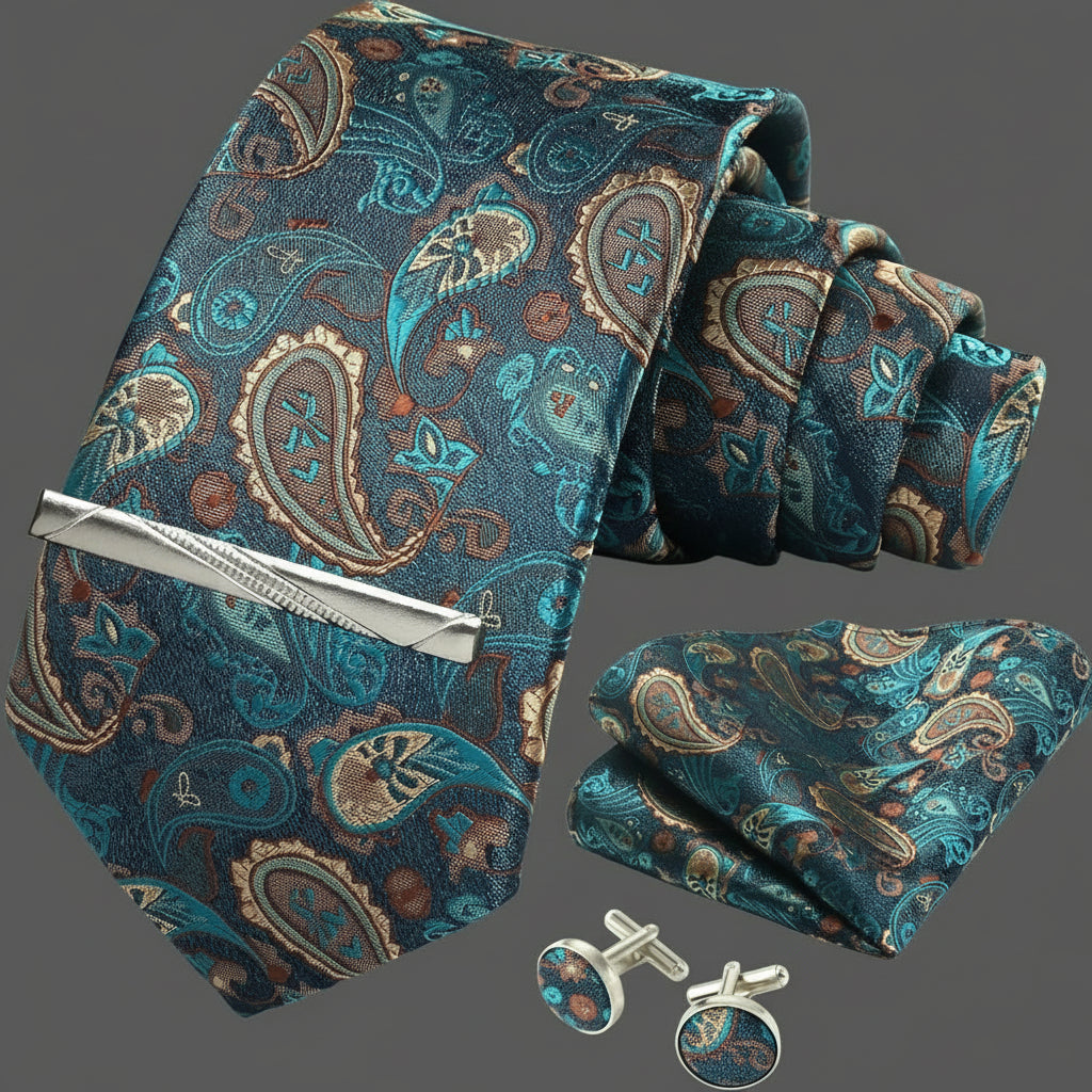 Coffret Cravate Bleu à Motif